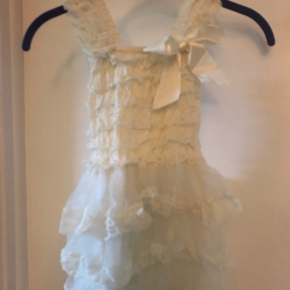 Ivory ruffle tiered toddler dress